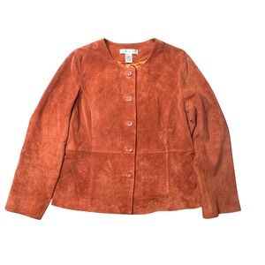 VIntage Pursuits Ltd Jacket Womens 12 Orange Suede Leather Button Front Blazer